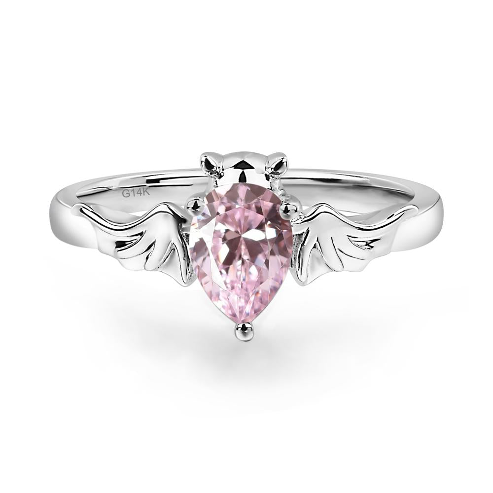 Pink Cubic Zirconia Bat Ring - LUO Jewelry #metal_14k white gold