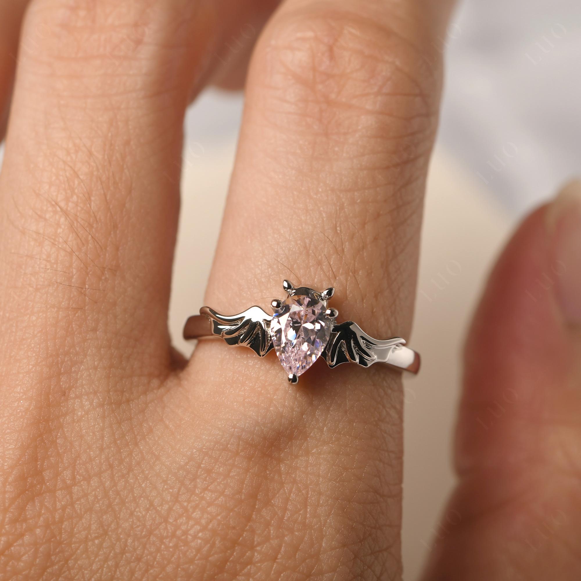 Pink Cubic Zirconia Bat Ring - LUO Jewelry 