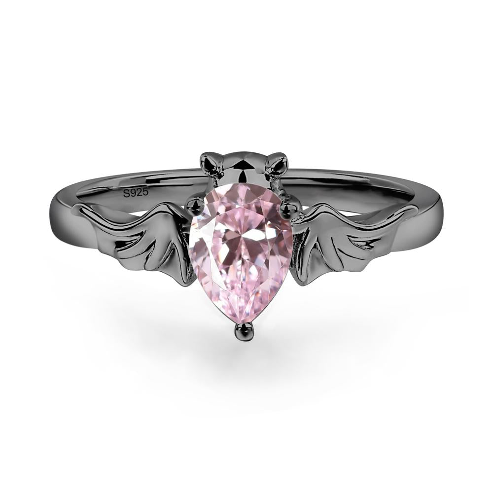 Pink Cubic Zirconia Bat Ring - LUO Jewelry #metal_black finish sterling silver