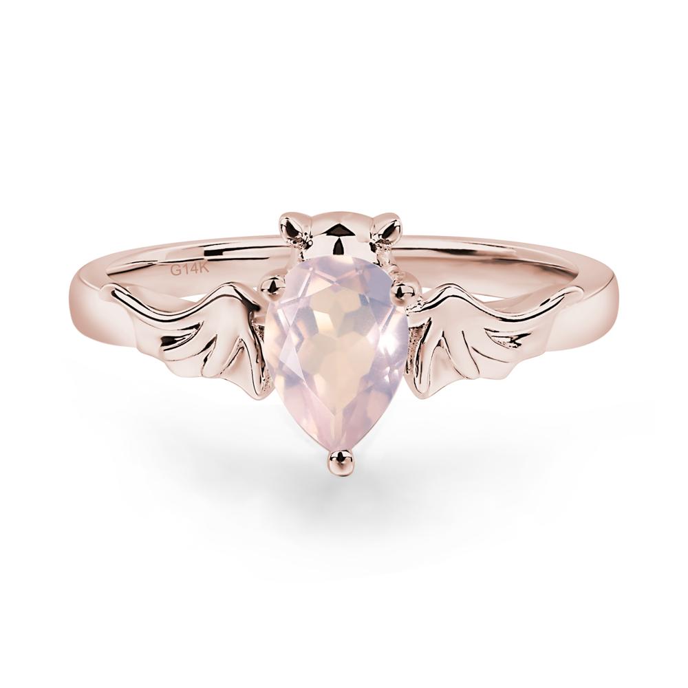 Rose Quartz Bat Engagement Ring - LUO Jewelry #metal_14k rose gold