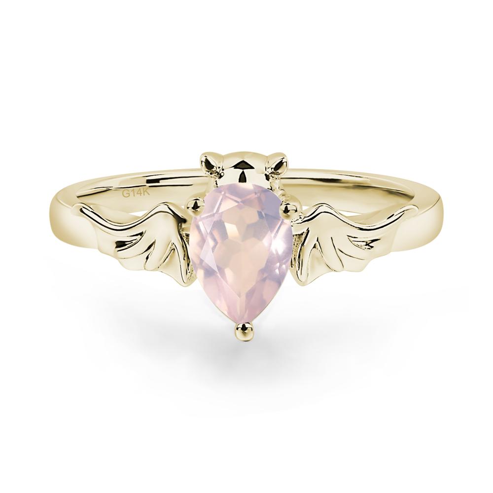 Rose Quartz Bat Engagement Ring - LUO Jewelry #metal_14k yellow gold