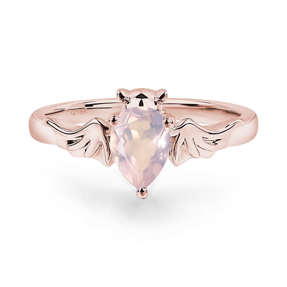 Rose Quartz Bat Engagement Ring - LUO Jewelry #metal_18k rose gold