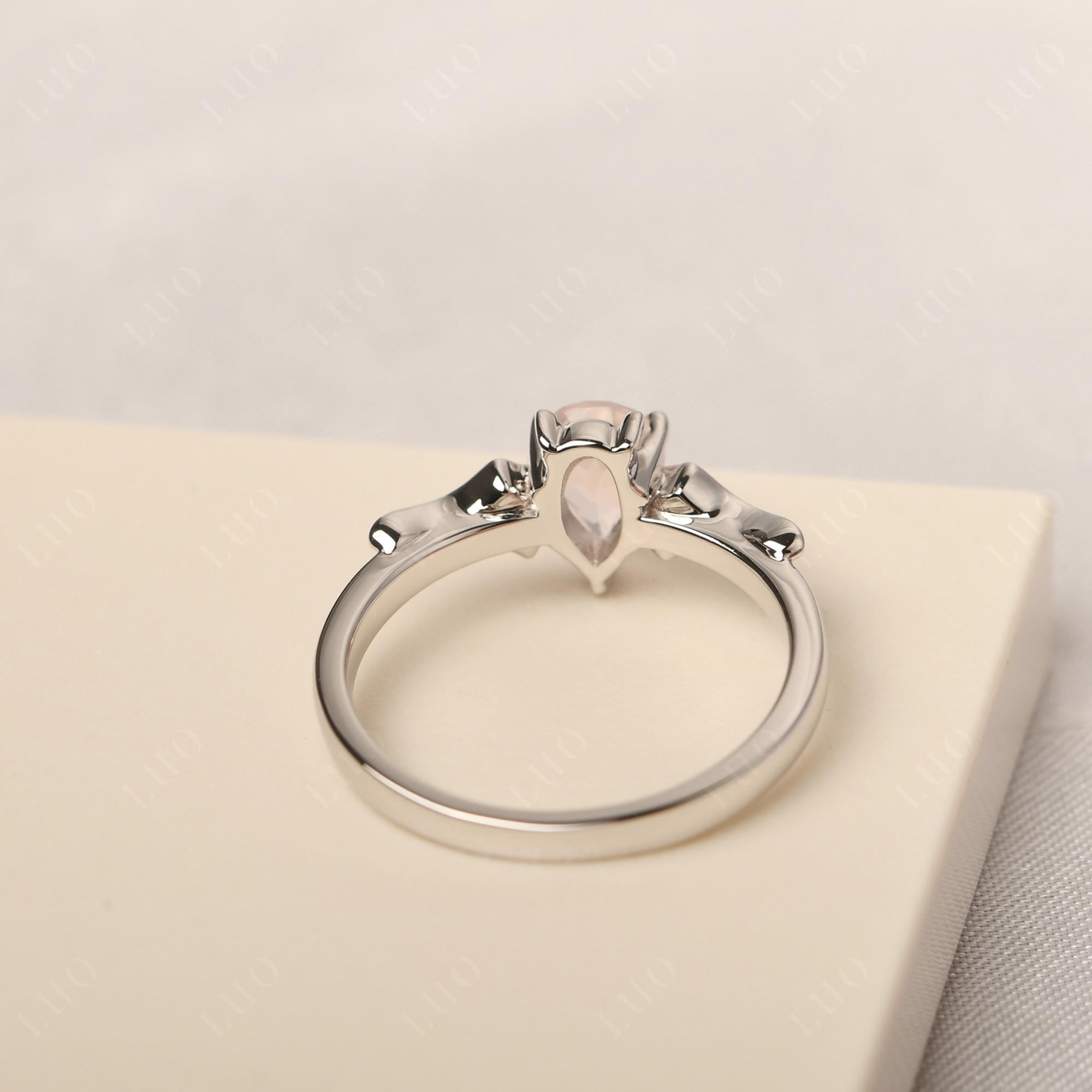 Rose Quartz Bat Engagement Ring - LUO Jewelry 