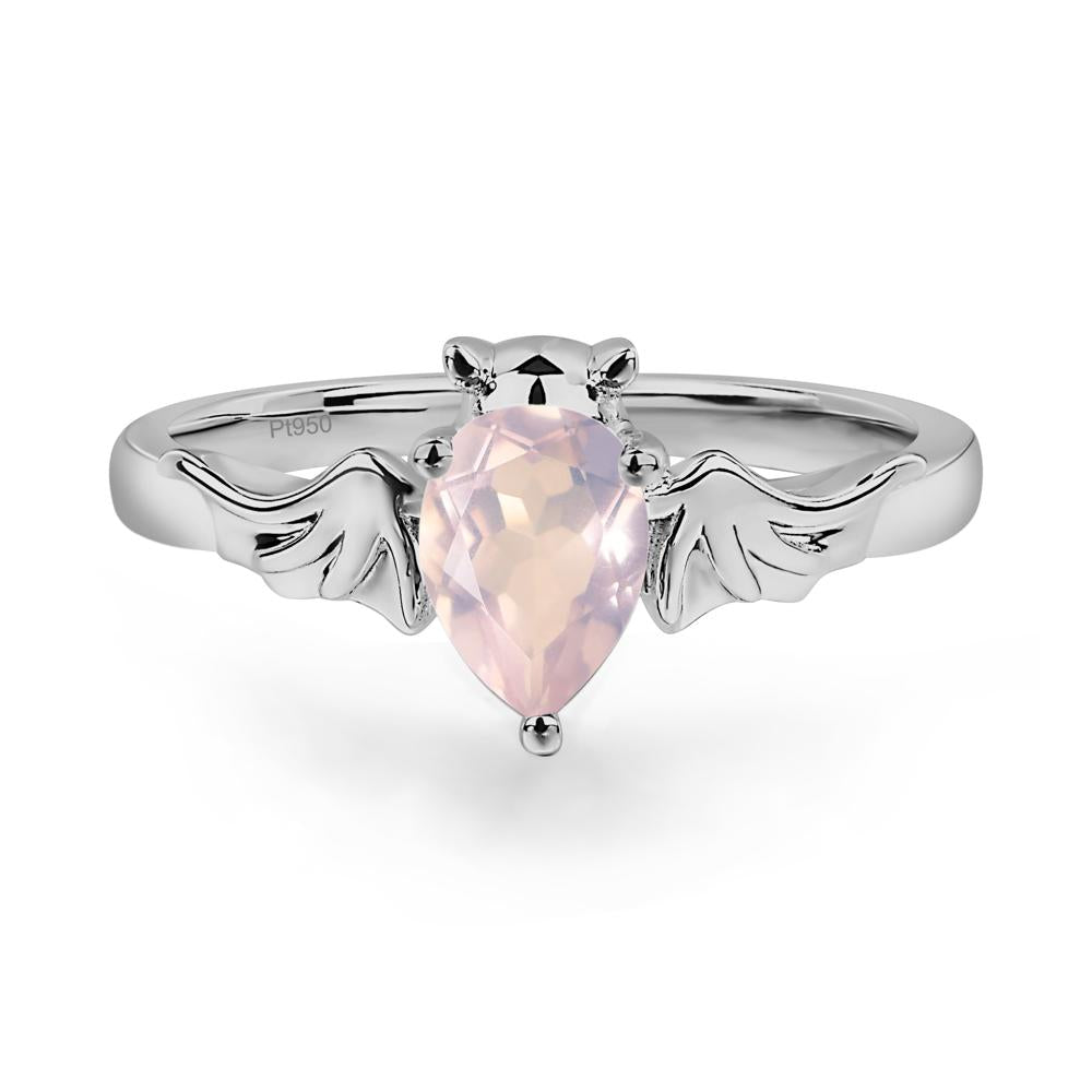 Rose Quartz Bat Engagement Ring - LUO Jewelry #metal_platinum