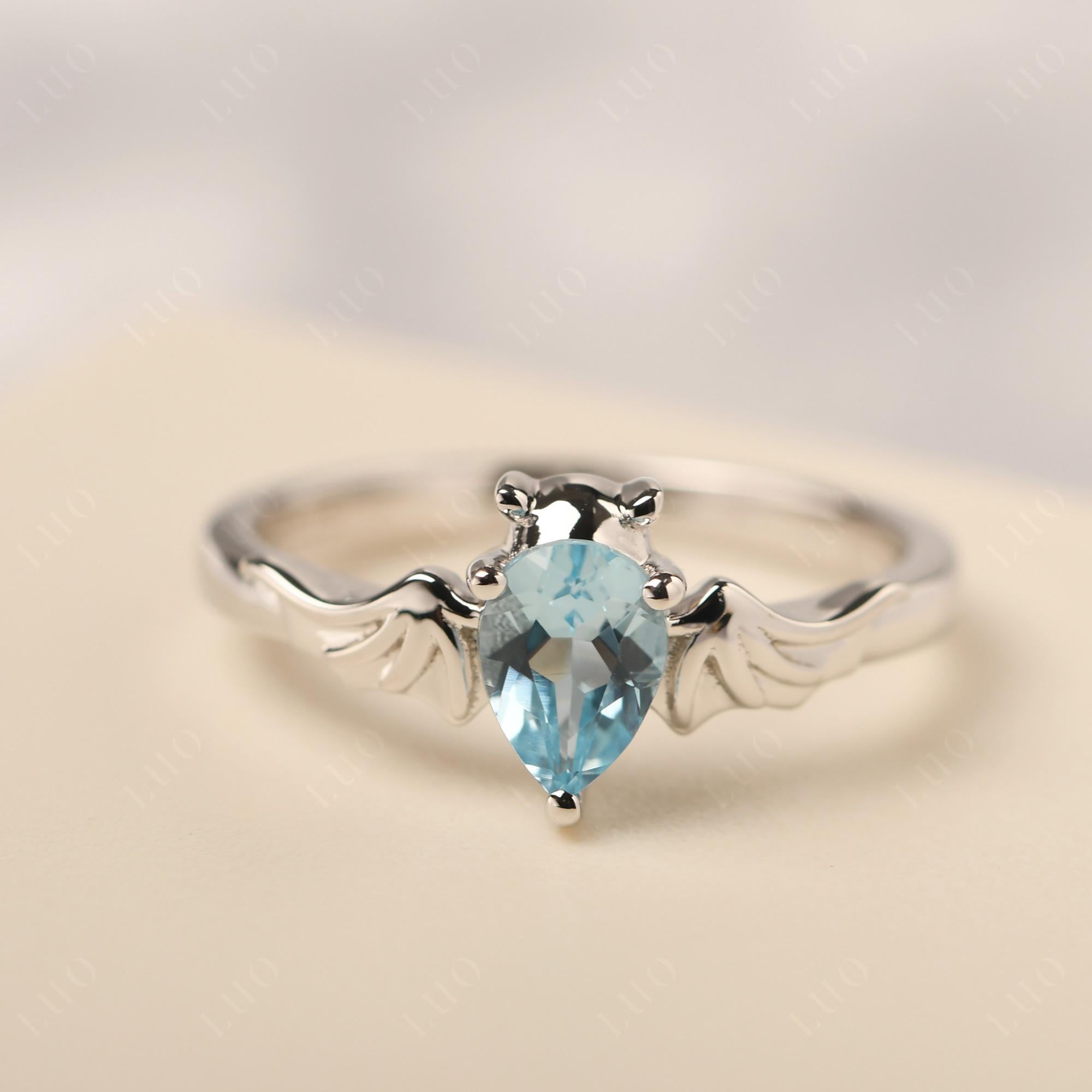 Swiss Blue Topaz Bat Ring - LUO Jewelry 