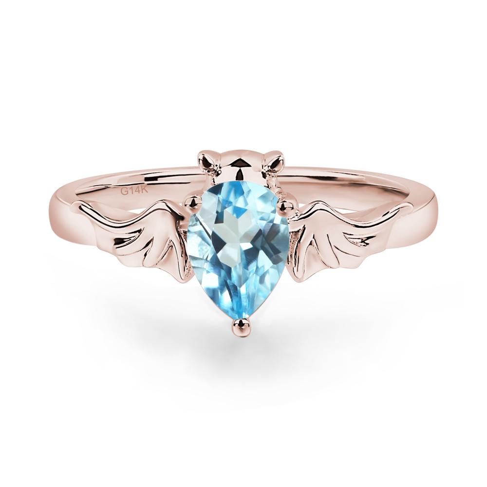 Swiss Blue Topaz Bat Ring - LUO Jewelry #metal_14k rose gold