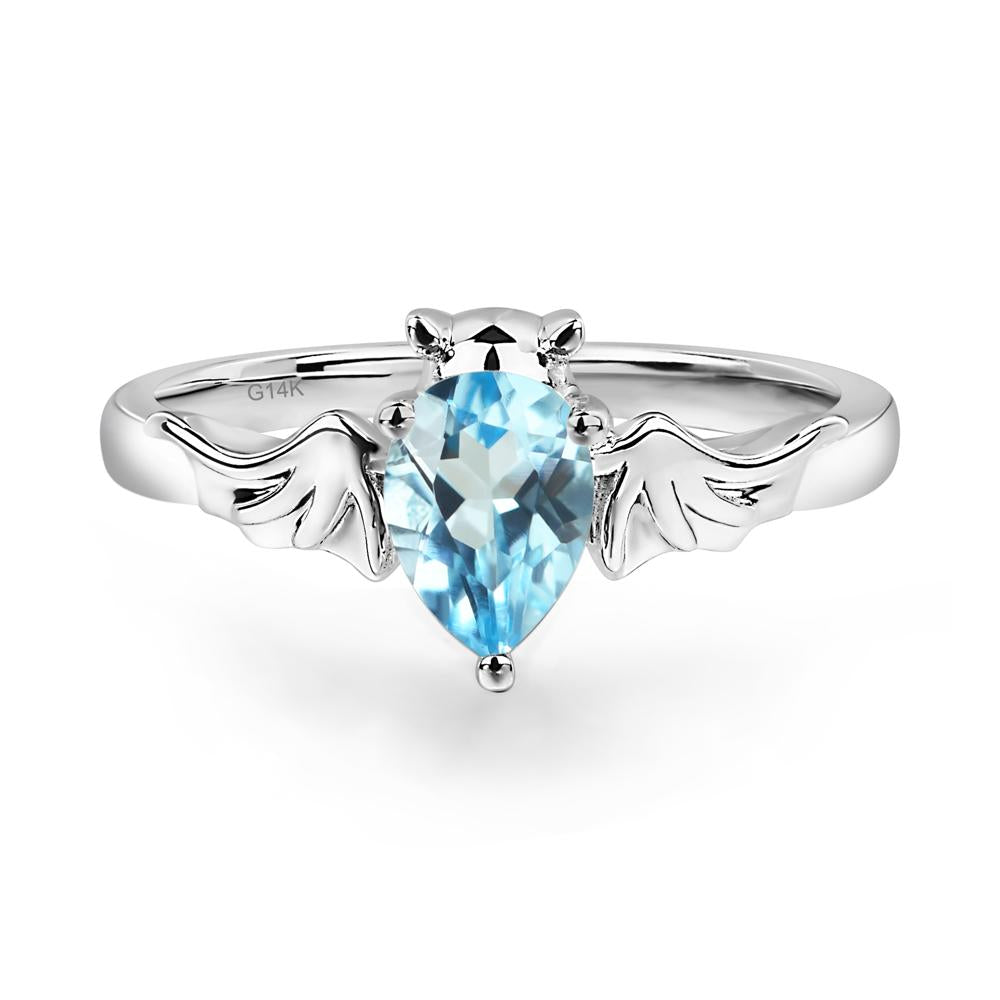 Swiss Blue Topaz Bat Ring - LUO Jewelry #metal_14k white gold