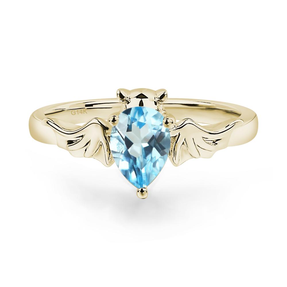 Swiss Blue Topaz Bat Ring - LUO Jewelry #metal_14k yellow gold