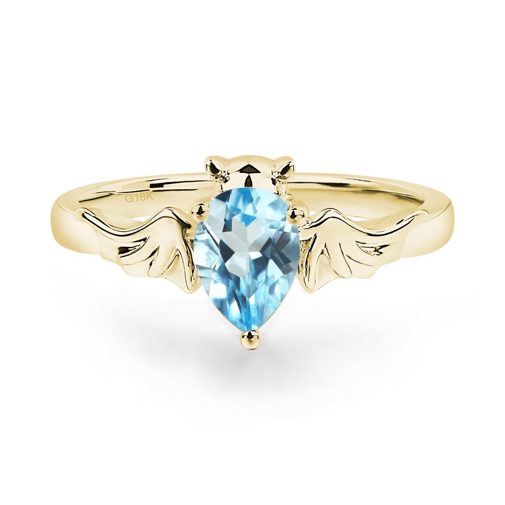 Swiss Blue Topaz Bat Ring - LUO Jewelry #metal_18k yellow gold