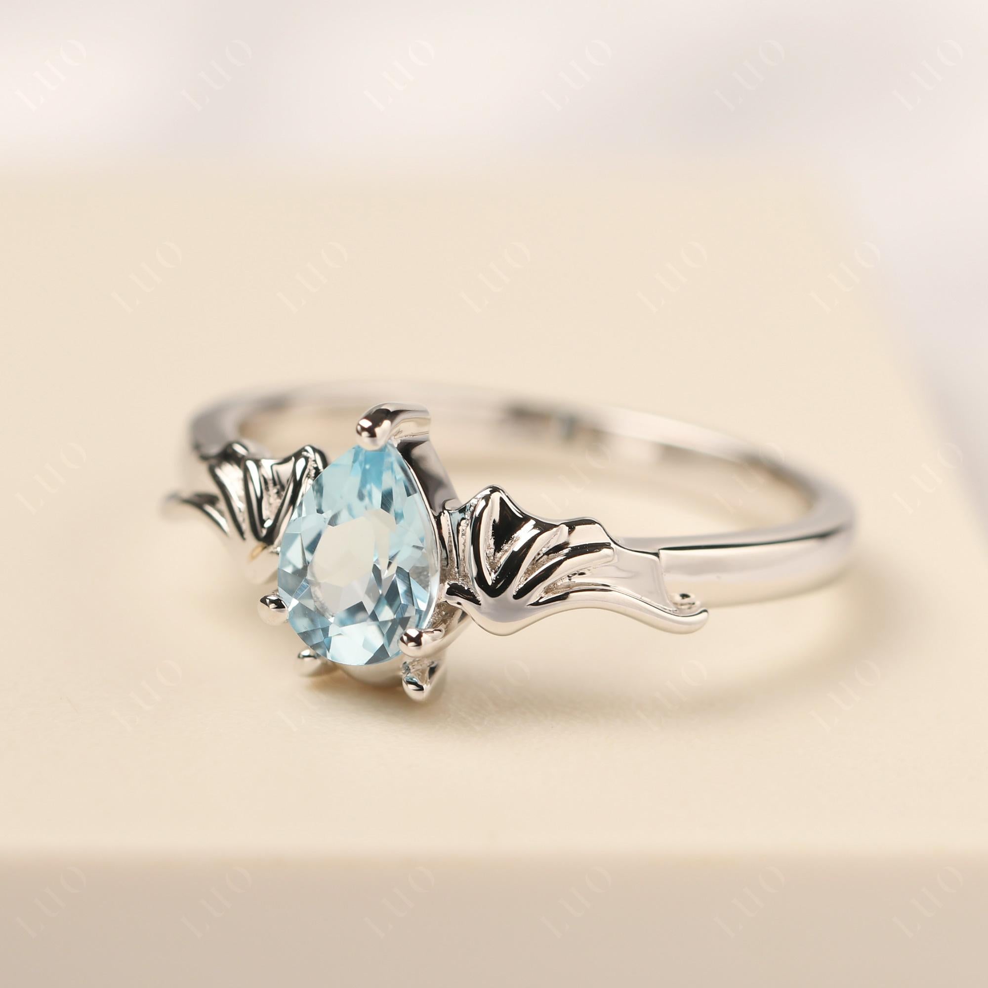 Swiss Blue Topaz Bat Ring - LUO Jewelry 