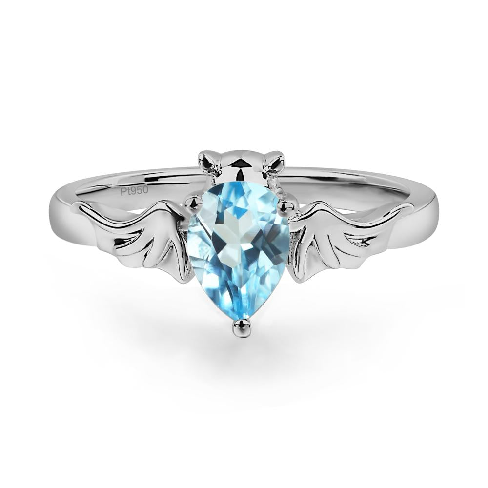 Swiss Blue Topaz Bat Ring - LUO Jewelry #metal_platinum