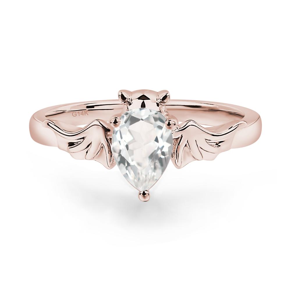 White Topaz Gothic Promise Ring - LUO Jewelry #metal_14k rose gold