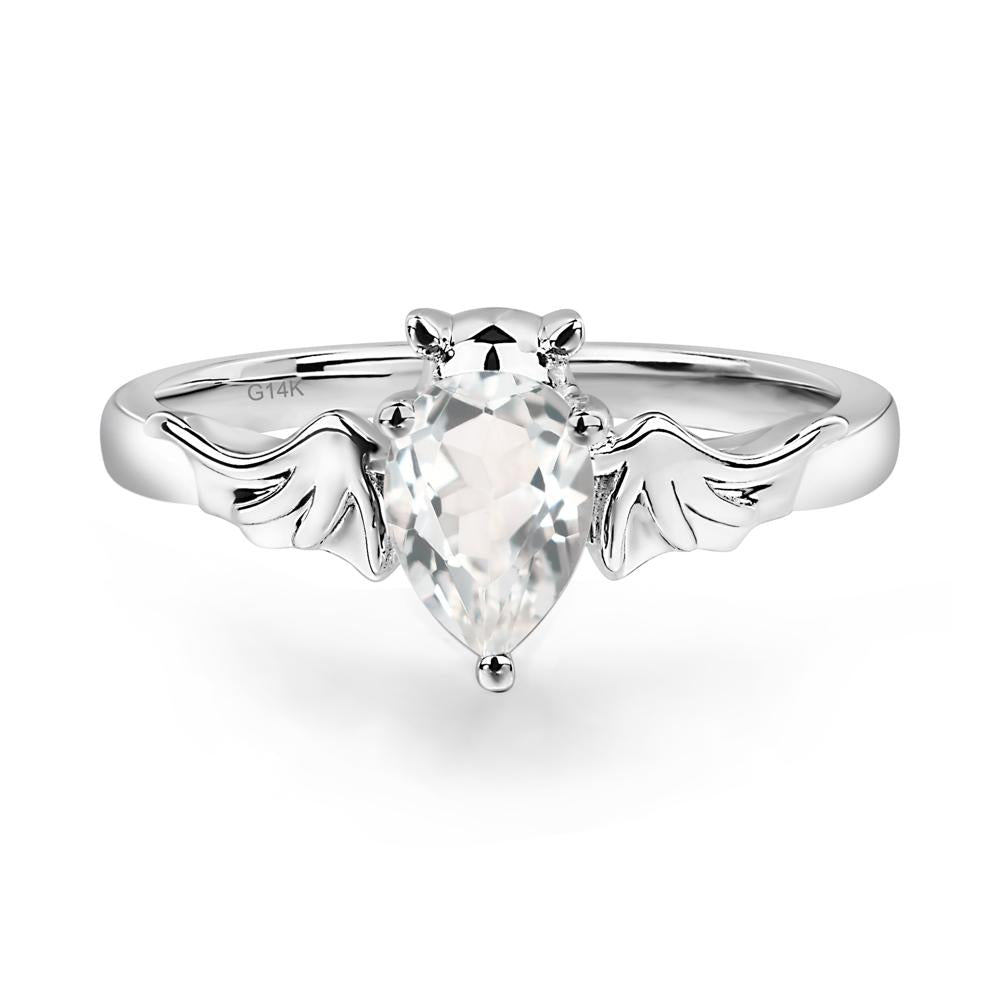 White Topaz Gothic Promise Ring - LUO Jewelry #metal_14k white gold