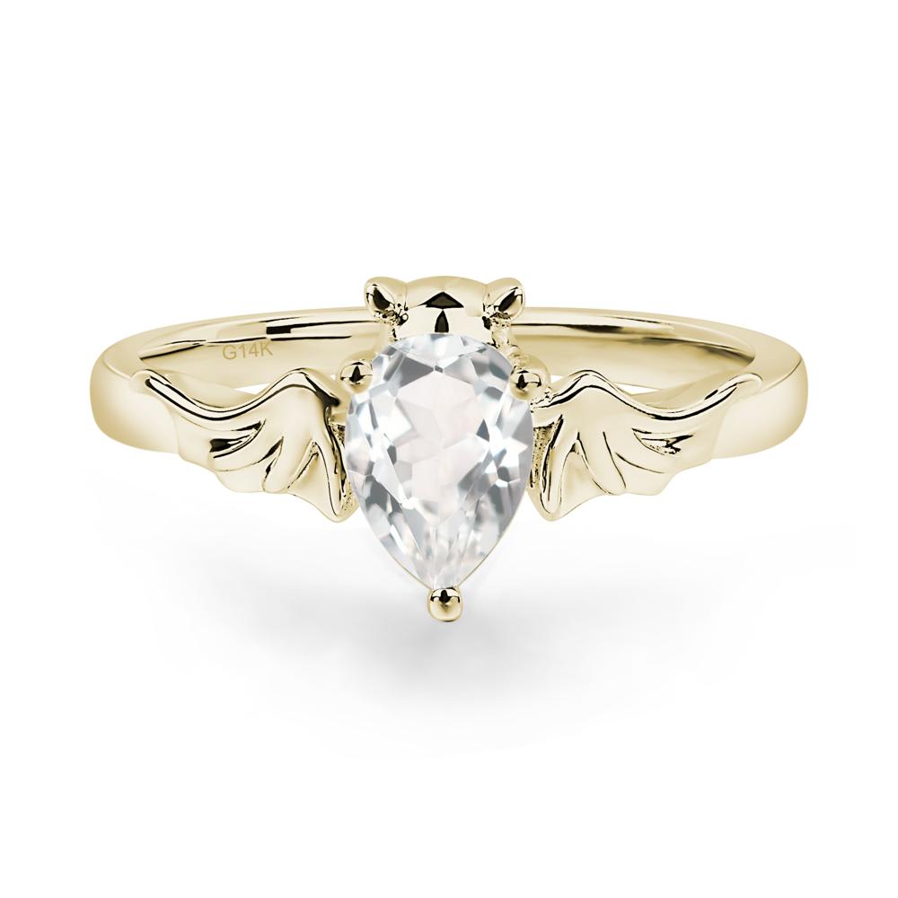 White Topaz Gothic Promise Ring - LUO Jewelry #metal_14k yellow gold