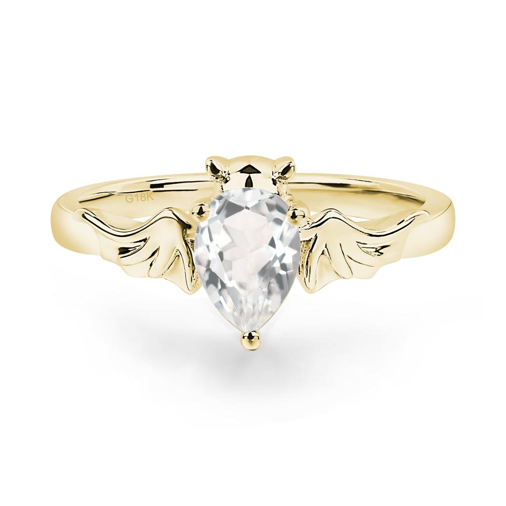 White Topaz Gothic Promise Ring - LUO Jewelry #metal_18k yellow gold