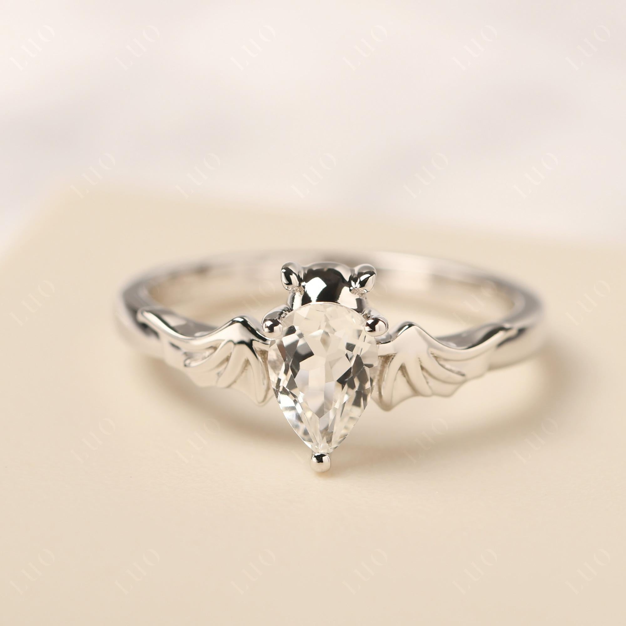 White Topaz Gothic Promise Ring - LUO Jewelry 