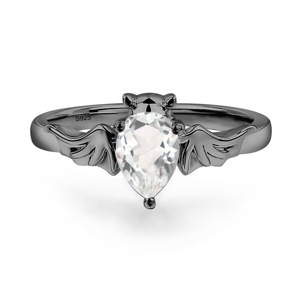 White Topaz Gothic Promise Ring - LUO Jewelry #metal_black finish sterling silver