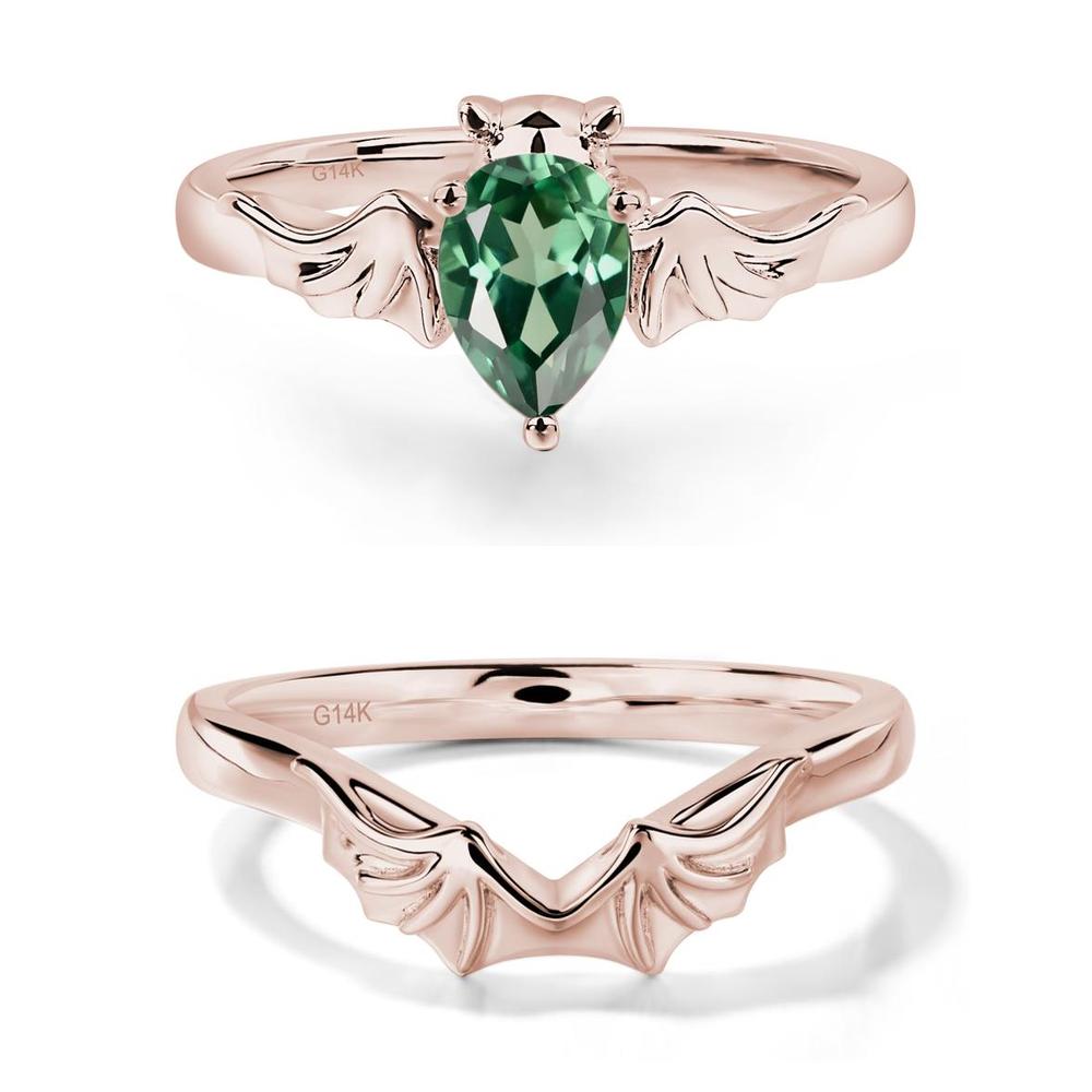 Green Sapphire Bat Engagement Ring - LUO Jewelry #metal_xxxxx