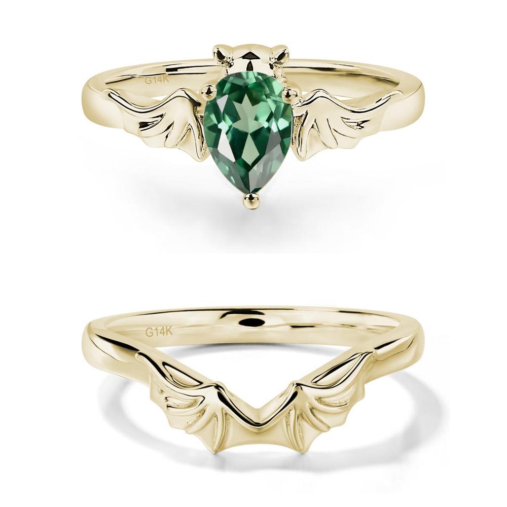 Green Sapphire Bat Engagement Ring - LUO Jewelry #metal_xxxxx