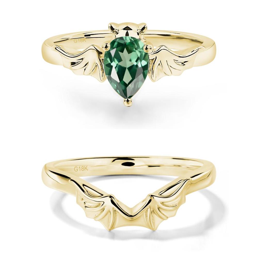 Green Sapphire Bat Engagement Ring - LUO Jewelry #metal_xxxxx