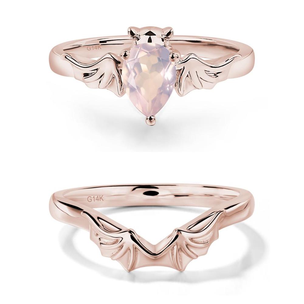 Rose Quartz Bat Engagement Ring - LUO Jewelry #metal_xxxxx