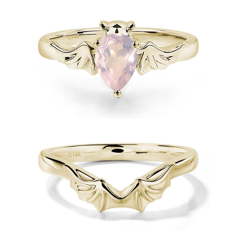 Rose Quartz Bat Engagement Ring - LUO Jewelry #metal_xxxxx