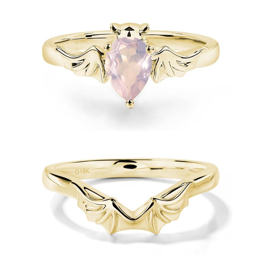 Rose Quartz Bat Engagement Ring - LUO Jewelry #metal_xxxxx