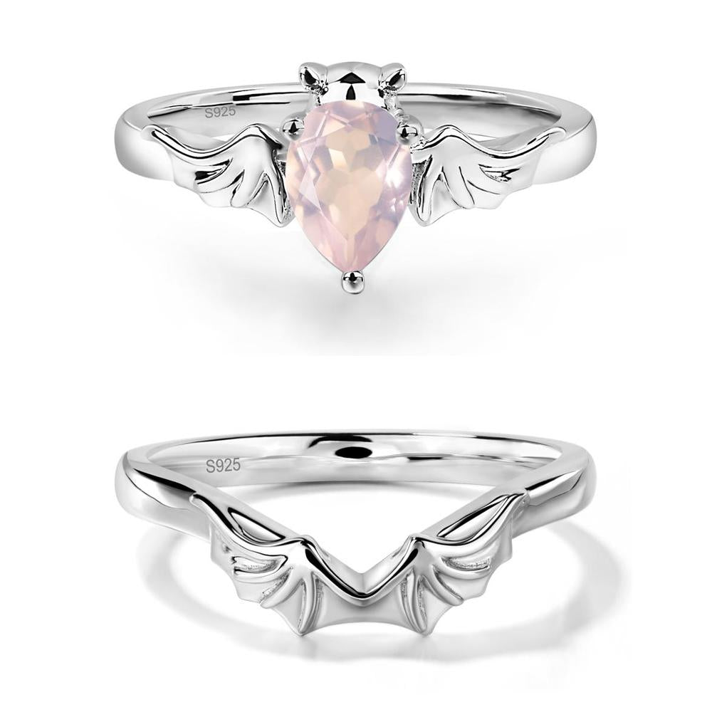 Rose Quartz Bat Engagement Ring - LUO Jewelry #metal_xxxxx