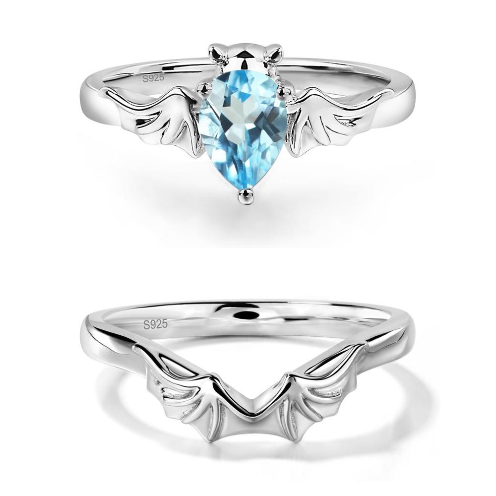 Swiss Blue Topaz Bat Ring - LUO Jewelry #metal_xxxxx