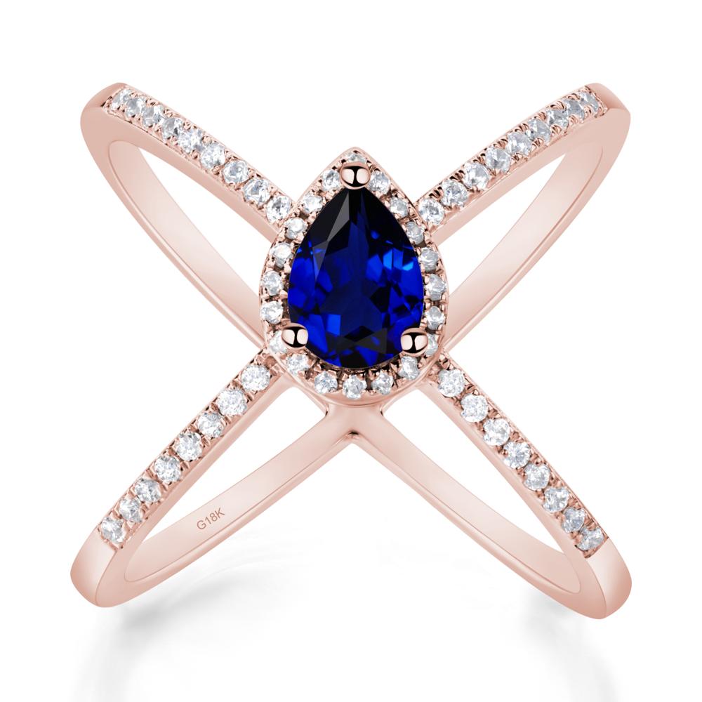 Pear Shaped Sapphire Criss Cross Ring - LUO Jewelry #metal_18k rose gold