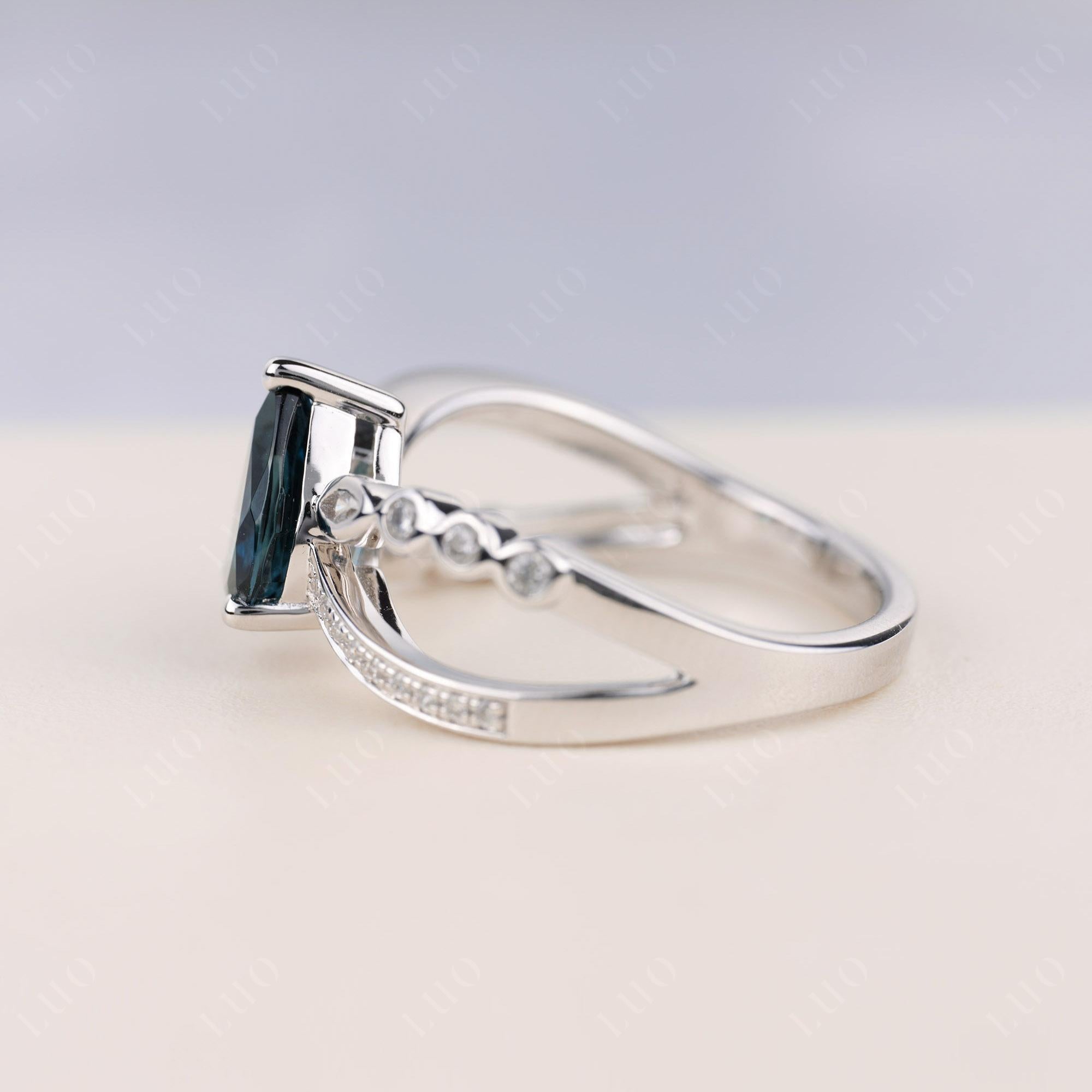 Pear Shaped London Blue Topaz Crossover Ring - LUO Jewelry 