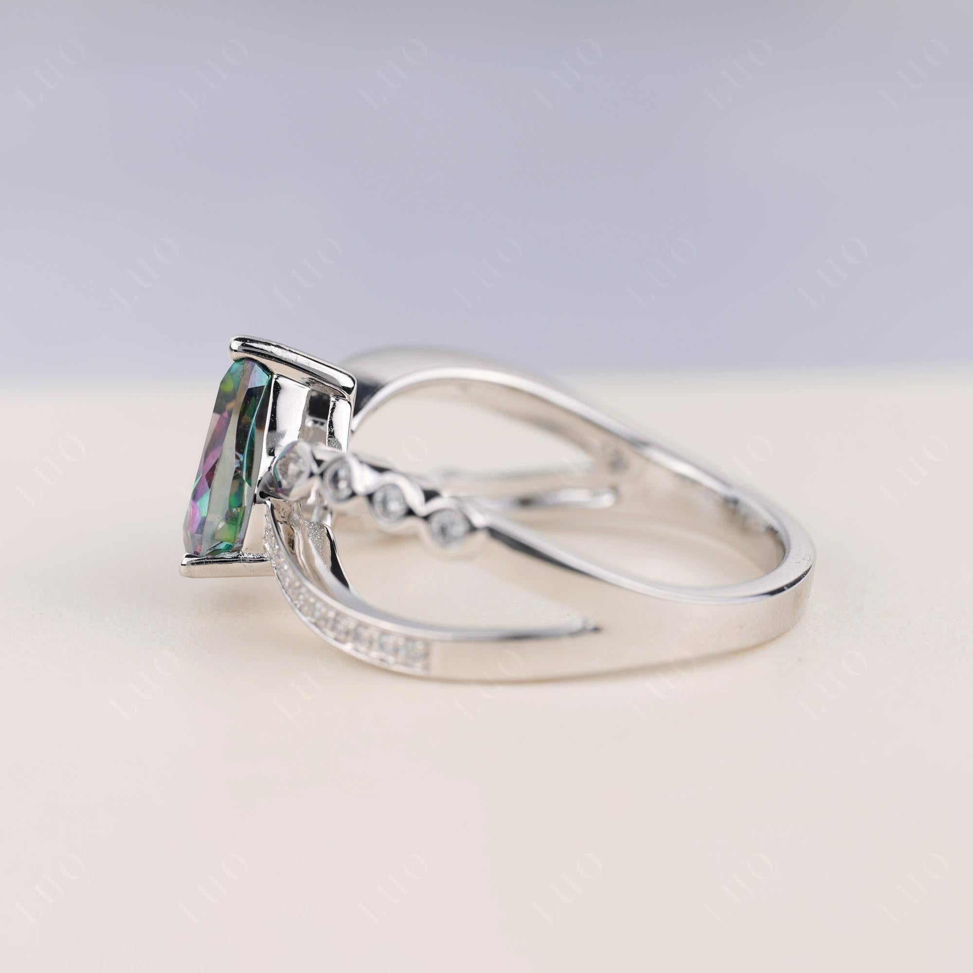 Pear Shaped Mystic Topaz Crossover Ring - LUO Jewelry 