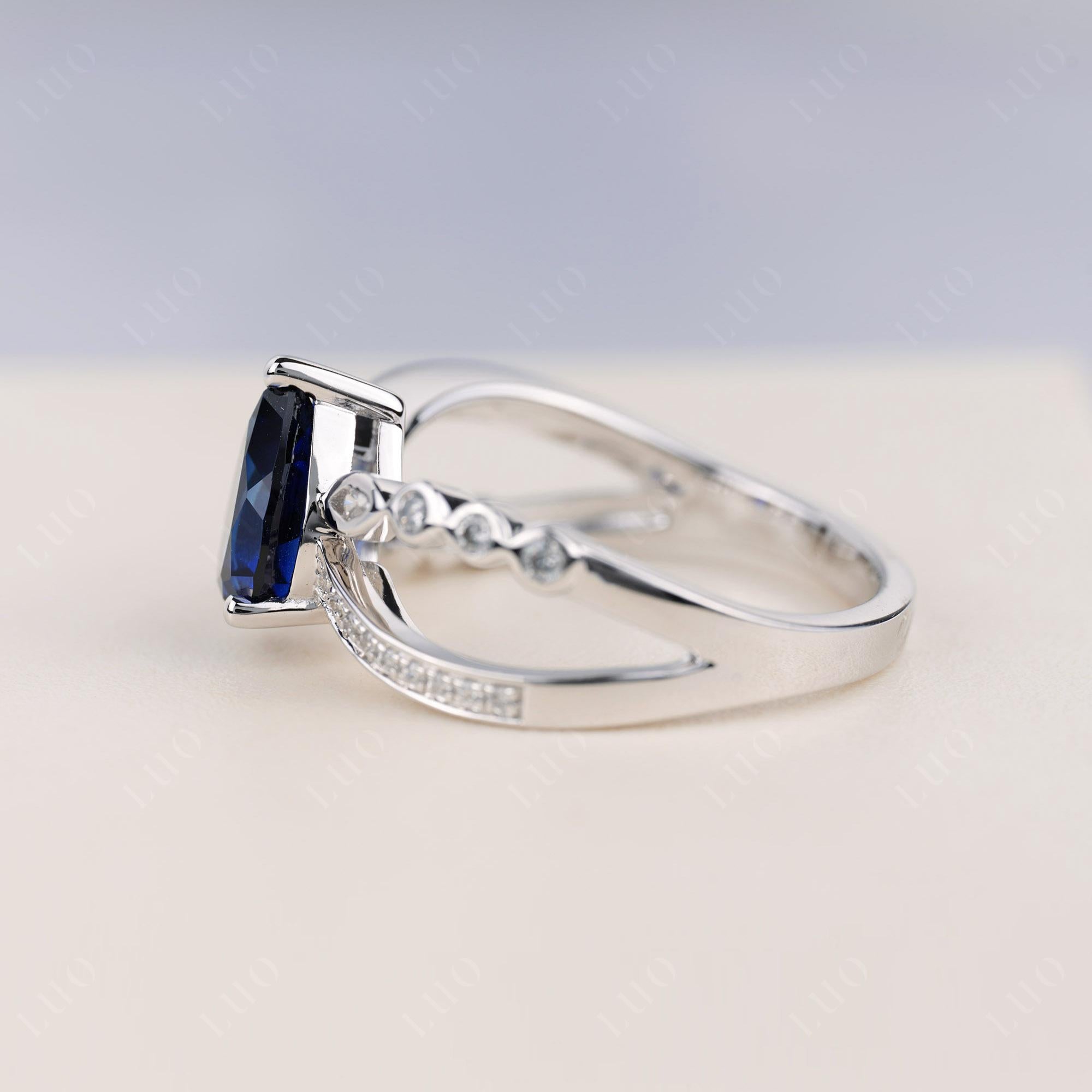 Pear Shaped Sapphire Crossover Ring - LUO Jewelry 