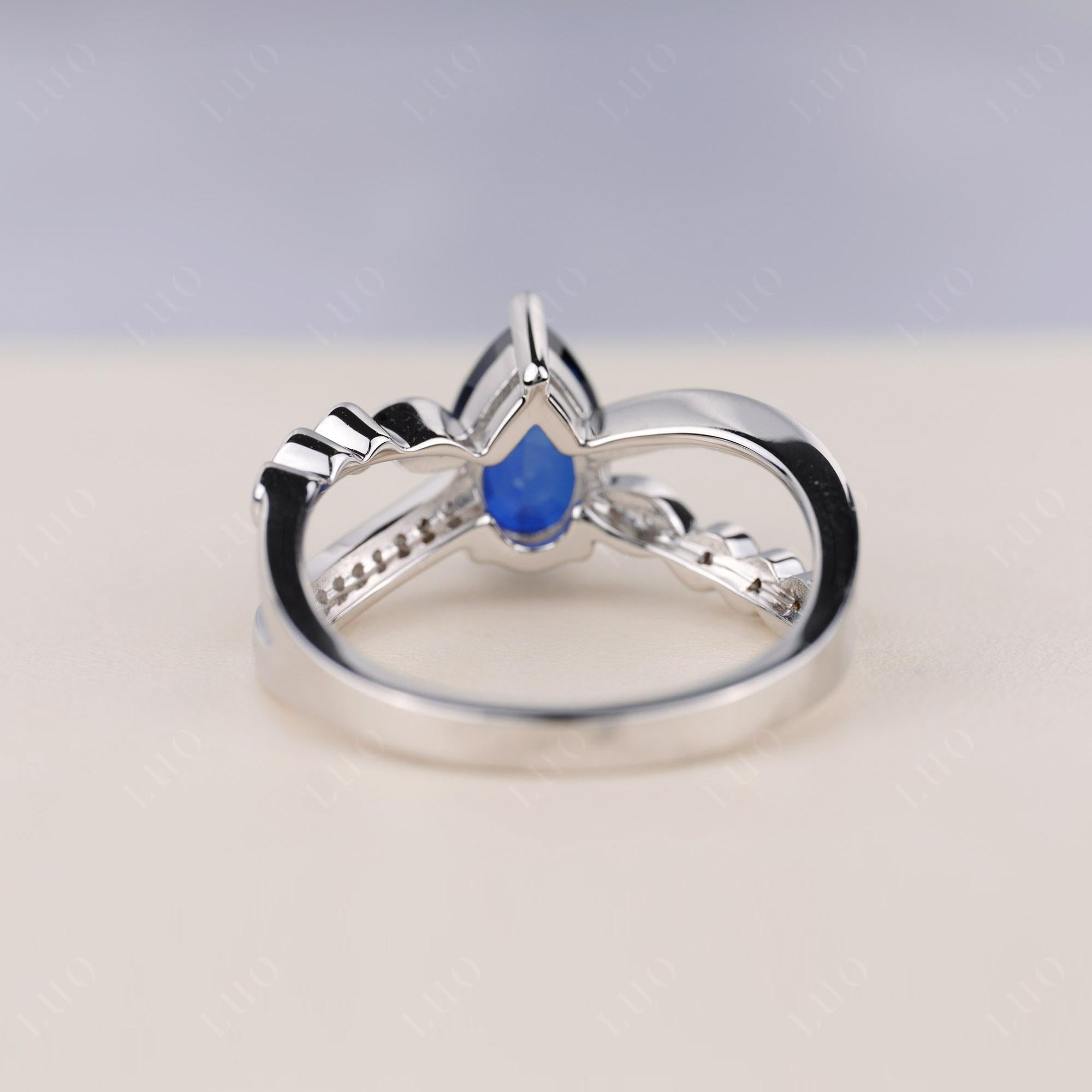 Pear Shaped Sapphire Crossover Ring - LUO Jewelry 