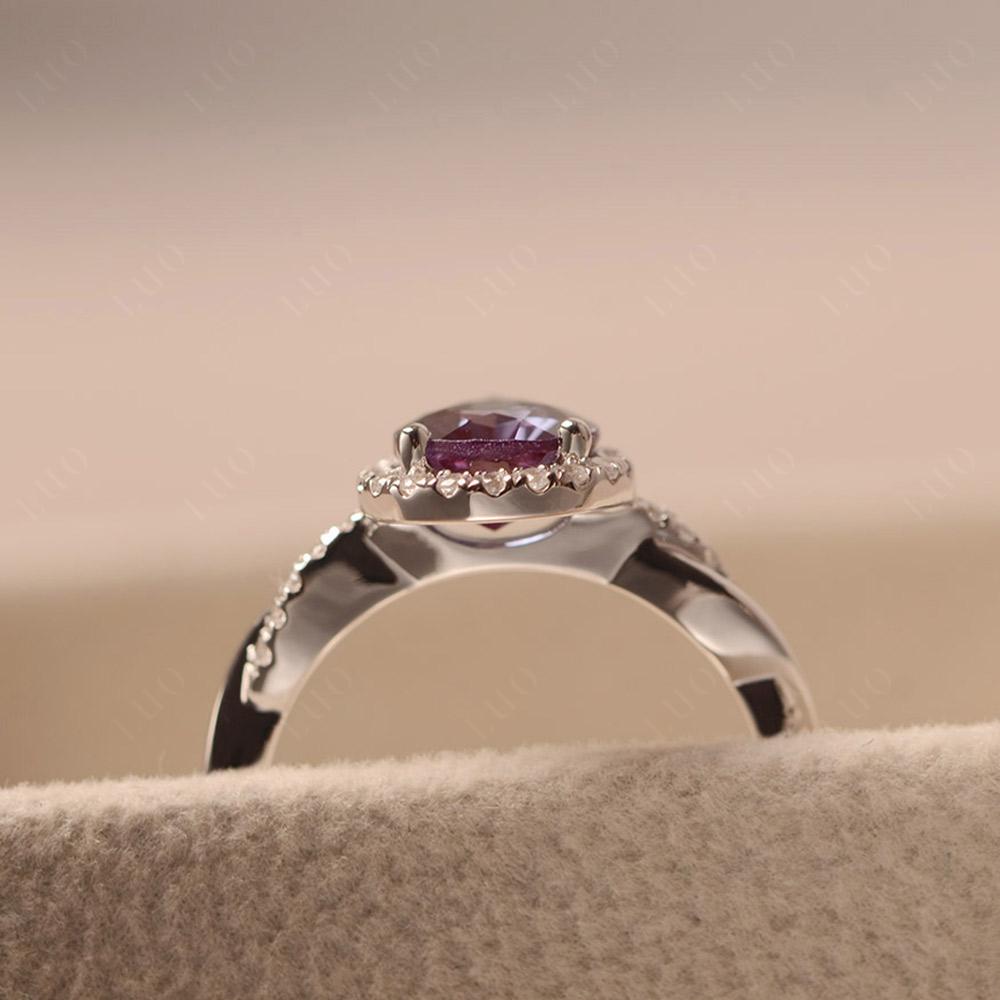 Pear Shaped Alexandrite Twisted Halo Ring - LUO Jewelry 