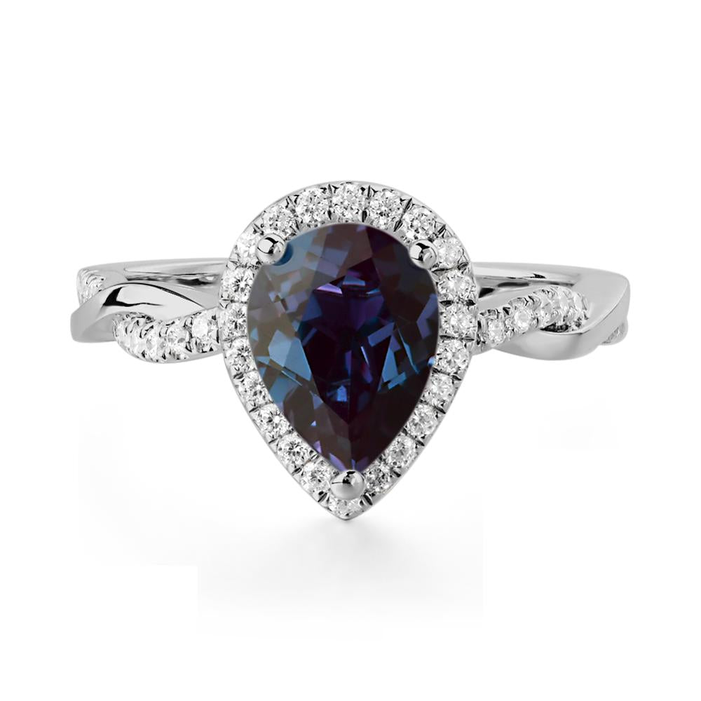 Pear Shaped Alexandrite Twisted Halo Ring - LUO Jewelry #metal_platinum