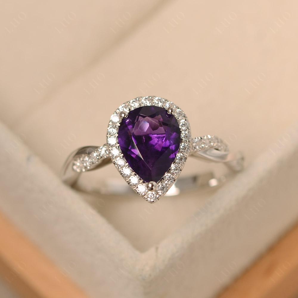 Amethyst Twisted Band Engagement Ring - LUO Jewelry 