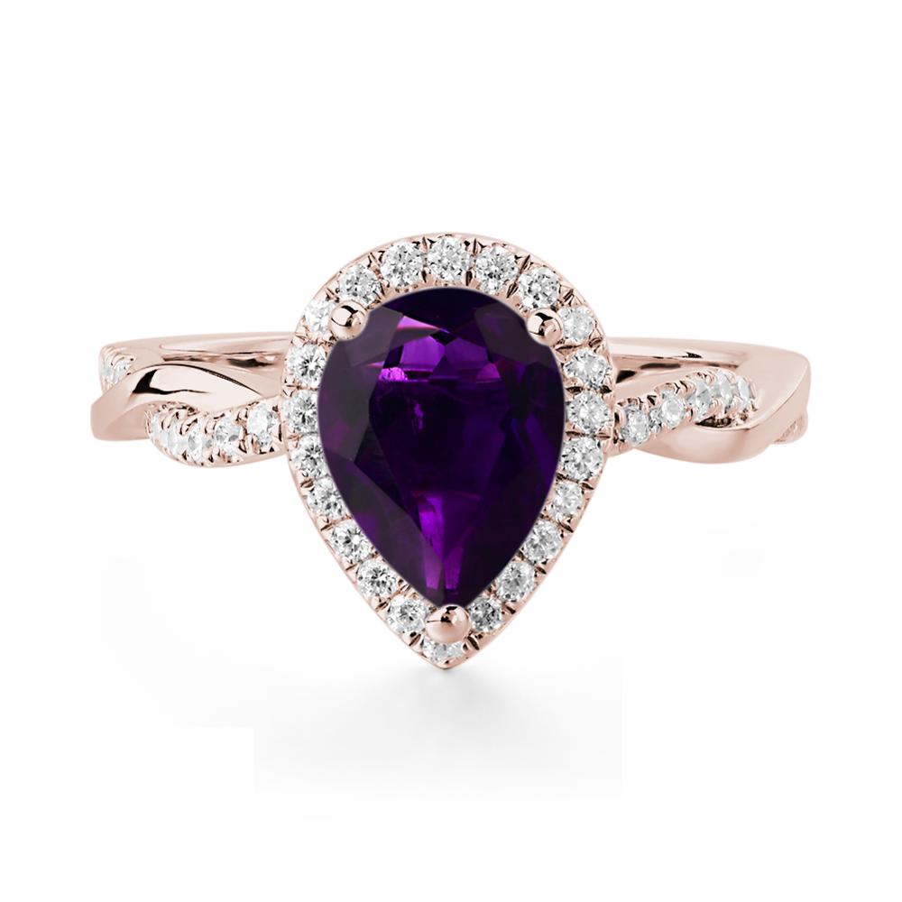 Amethyst Twisted Band Engagement Ring - LUO Jewelry #metal_14k rose gold