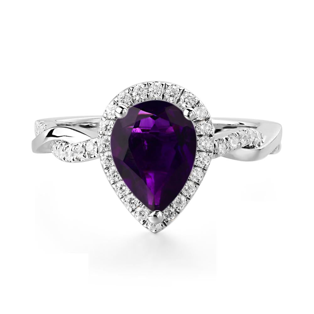 Amethyst Twisted Band Engagement Ring - LUO Jewelry #metal_14k white gold