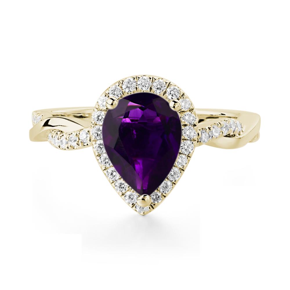 Amethyst Twisted Band Engagement Ring - LUO Jewelry #metal_14k yellow gold