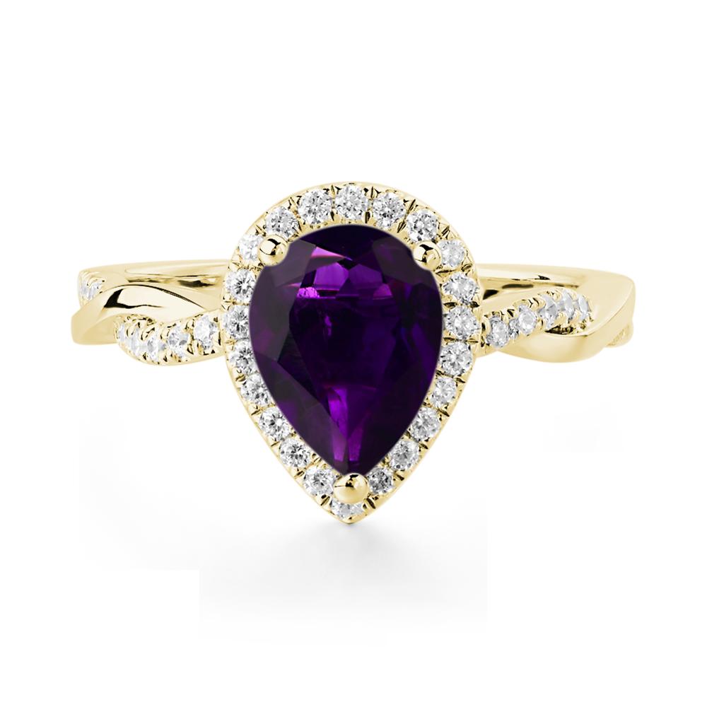 Amethyst Twisted Band Engagement Ring - LUO Jewelry #metal_18k yellow gold