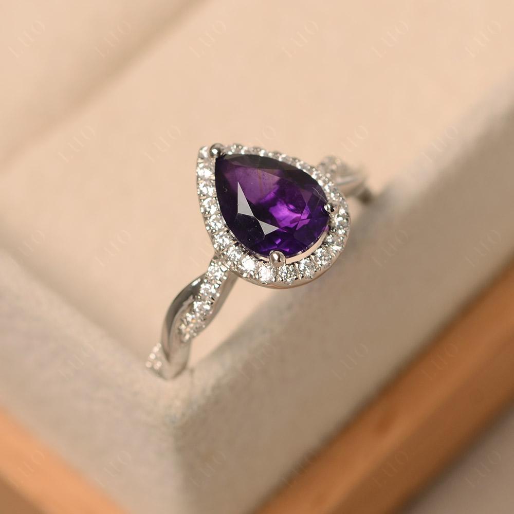 Amethyst Twisted Band Engagement Ring - LUO Jewelry 