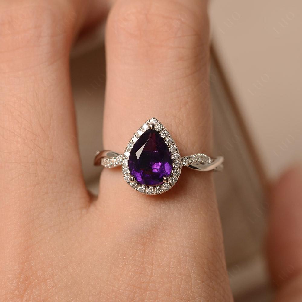 Amethyst Twisted Band Engagement Ring - LUO Jewelry 