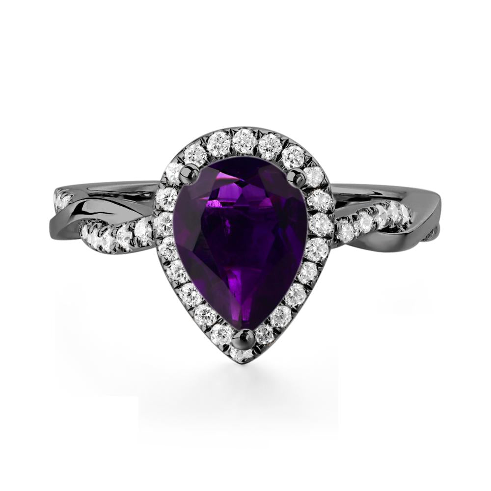 Amethyst Twisted Band Engagement Ring - LUO Jewelry #metal_black finish sterling silver