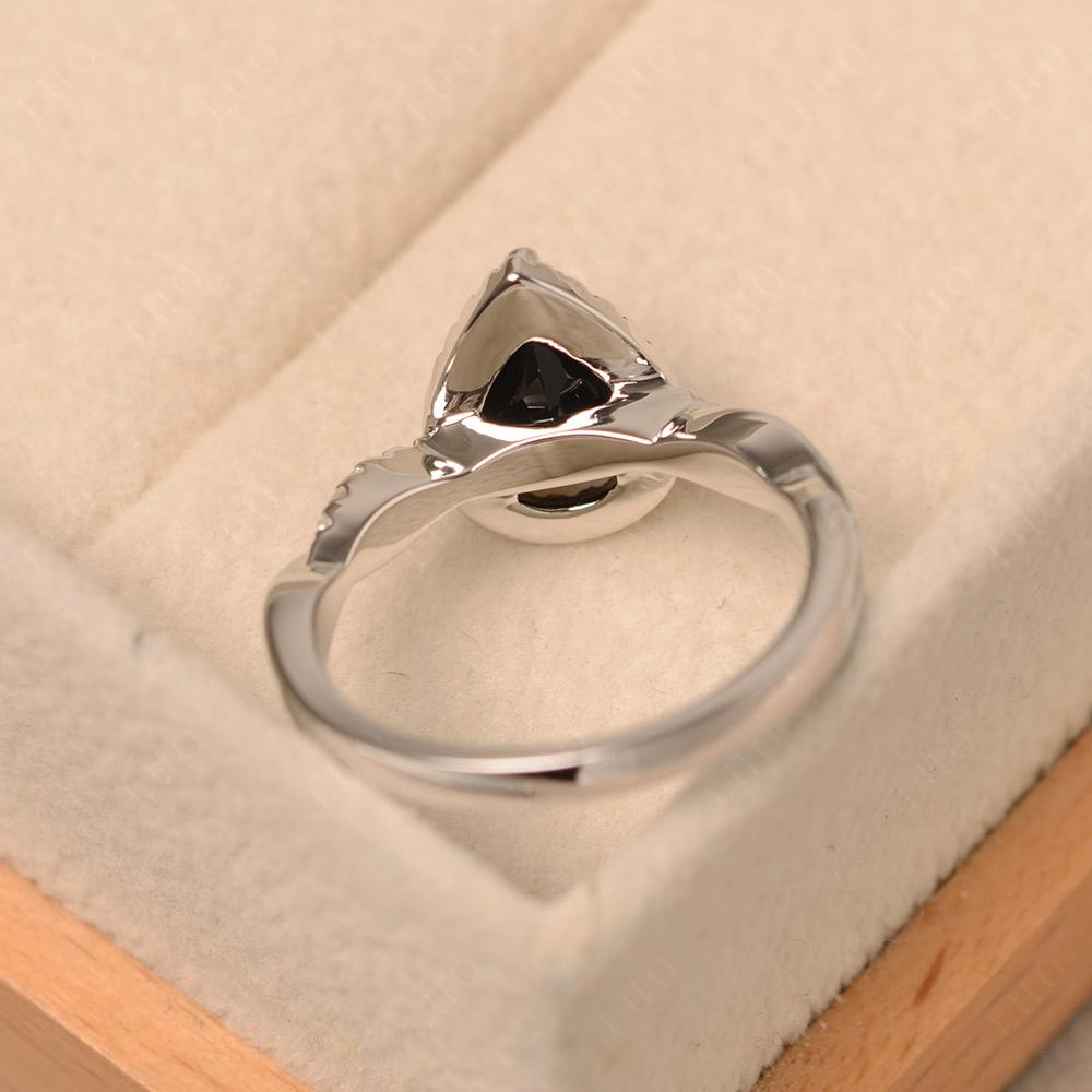 Black Spinel Twisted Halo Engagement Ring - LUO Jewelry 