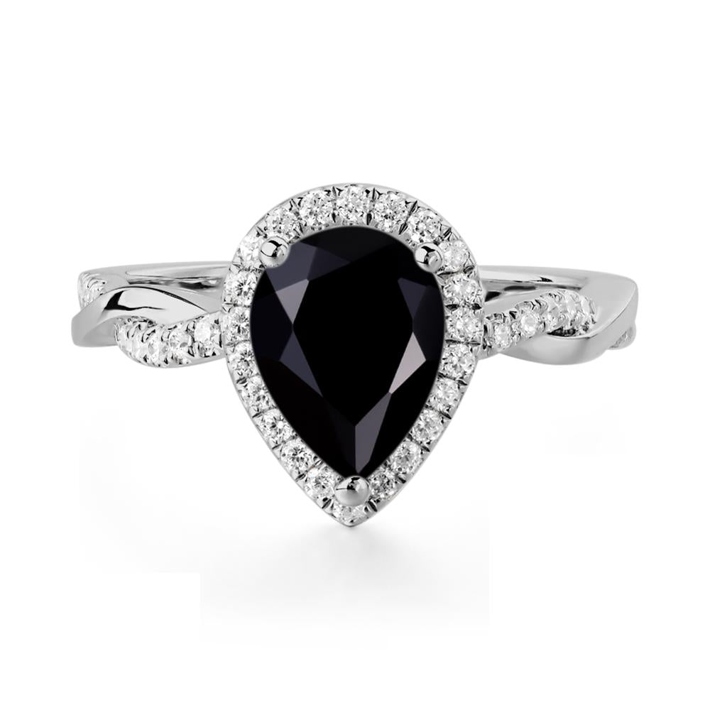 Black Spinel Twisted Halo Engagement Ring - LUO Jewelry #metal_platinum