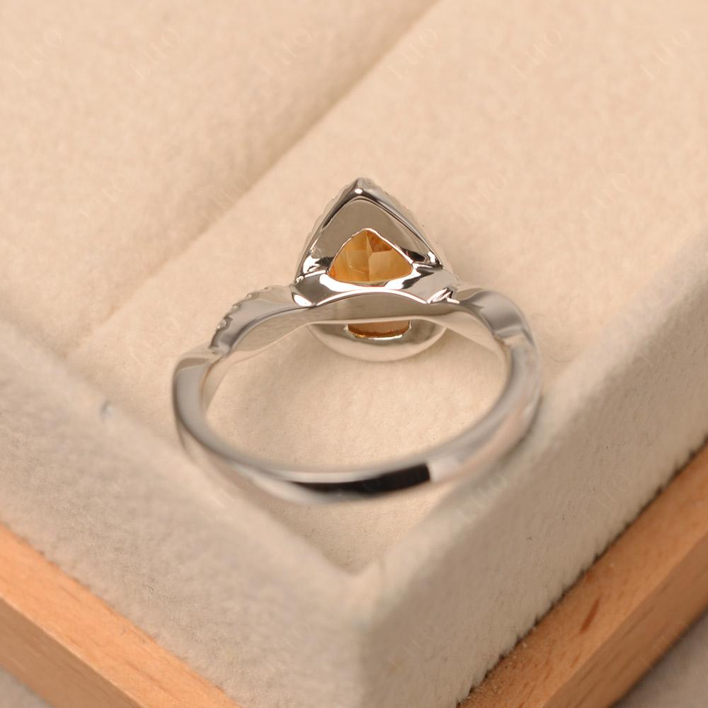 Pear Shaped Citrine Twisted Halo Ring - LUO Jewelry 