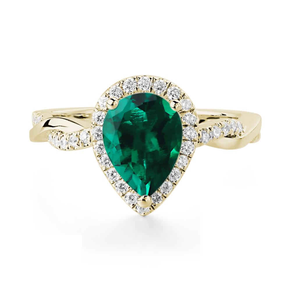 Emerald Twisted Band Engagement Ring - LUO Jewelry #metal_14k yellow gold