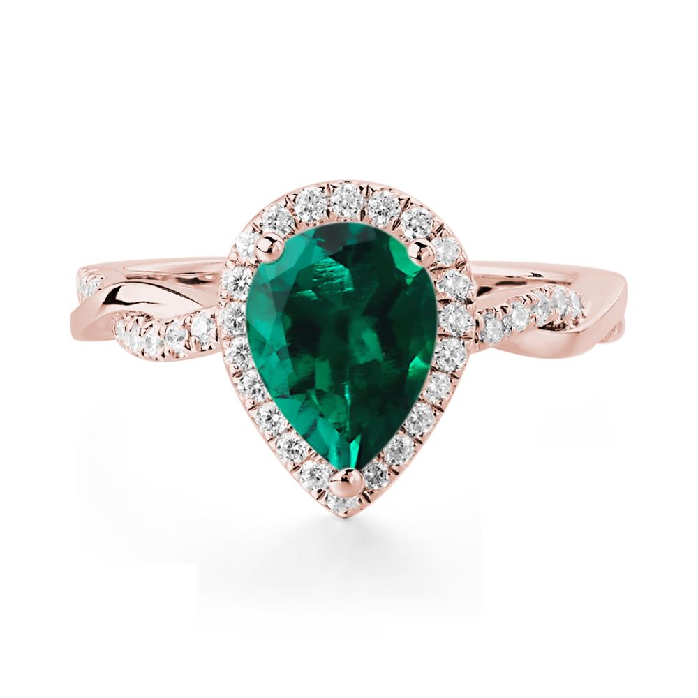 Emerald Twisted Band Engagement Ring - LUO Jewelry #metal_18k rose gold