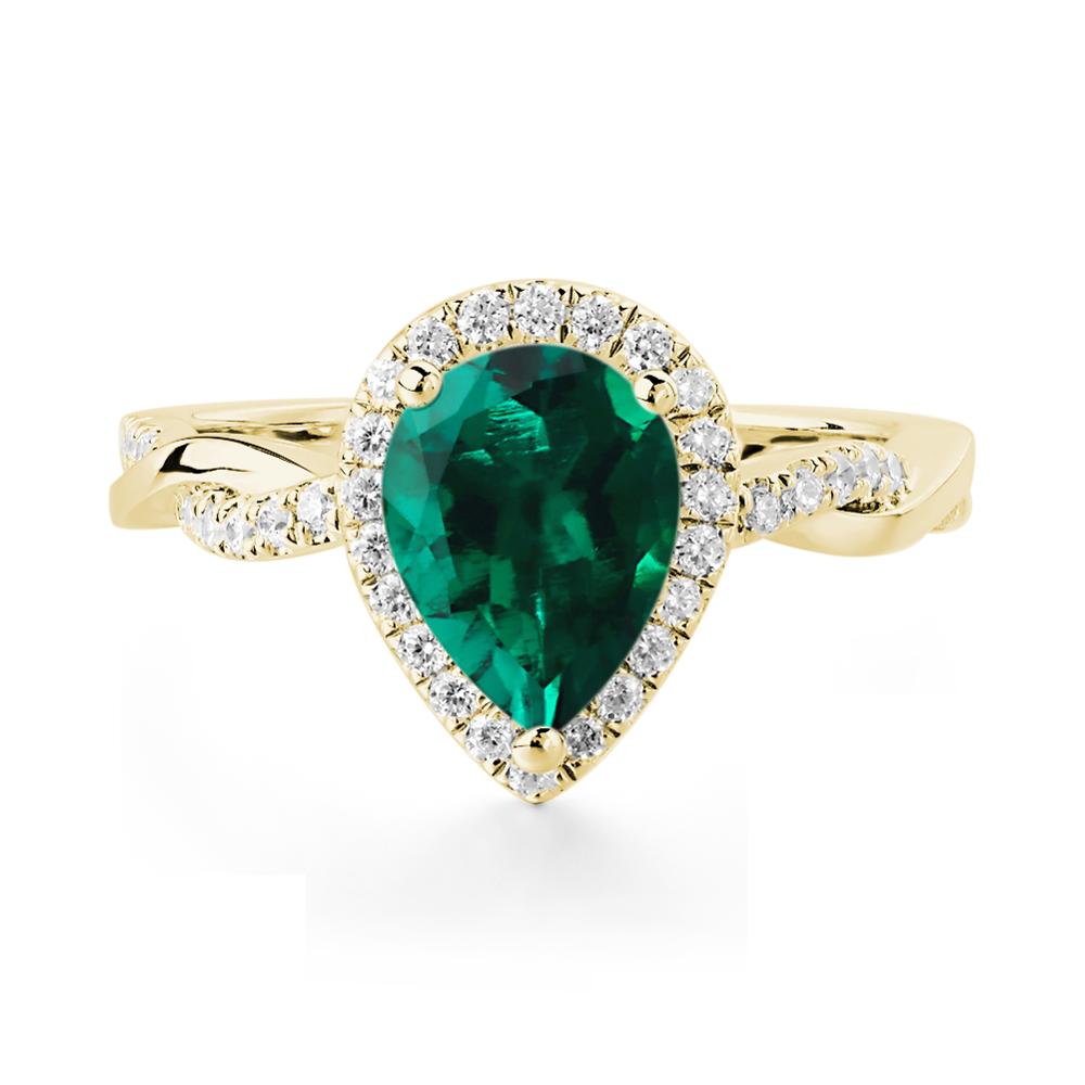 Emerald Twisted Band Engagement Ring - LUO Jewelry #metal_18k yellow gold